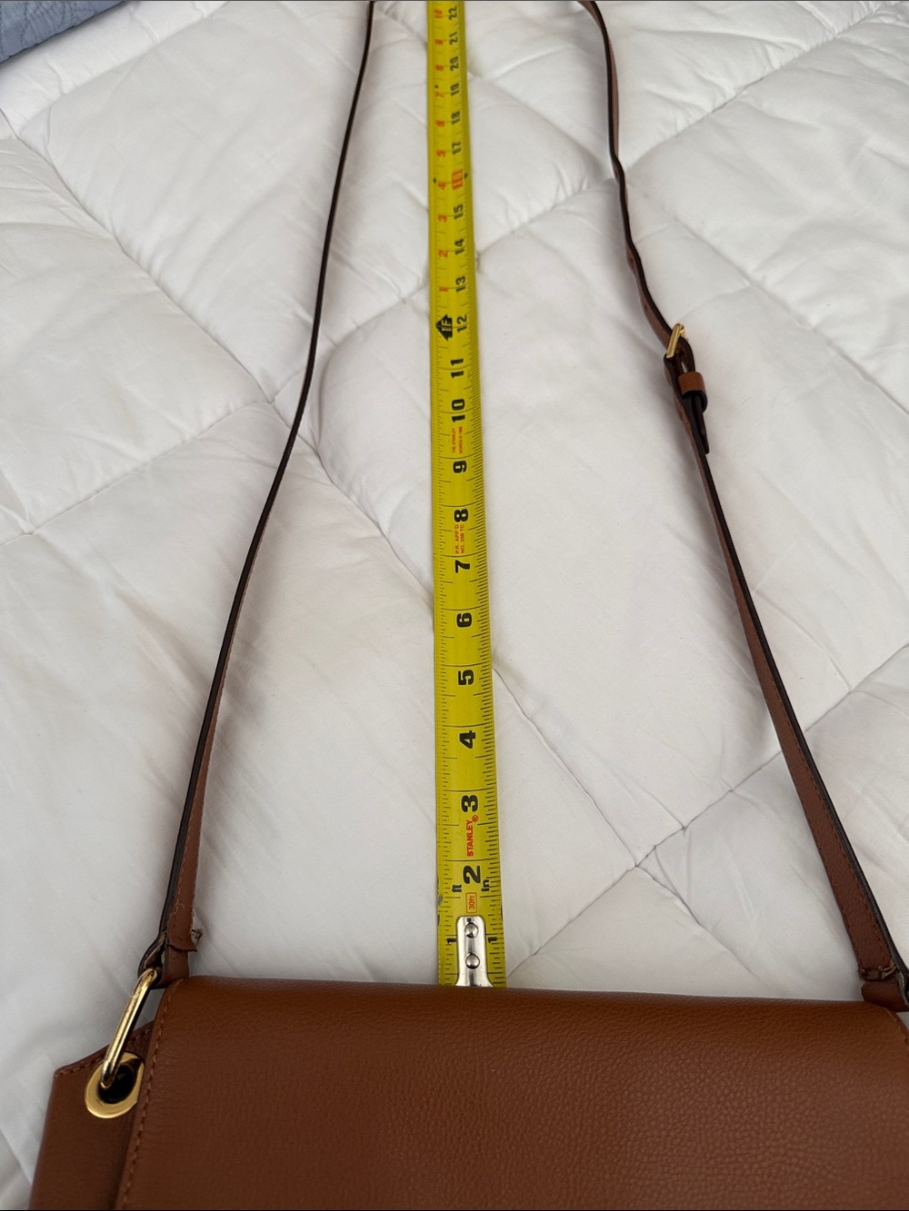 Lauren Ralph Lauren Tan Pebble Leather Crossbody with Gold Plaque - Picture 13 of 16